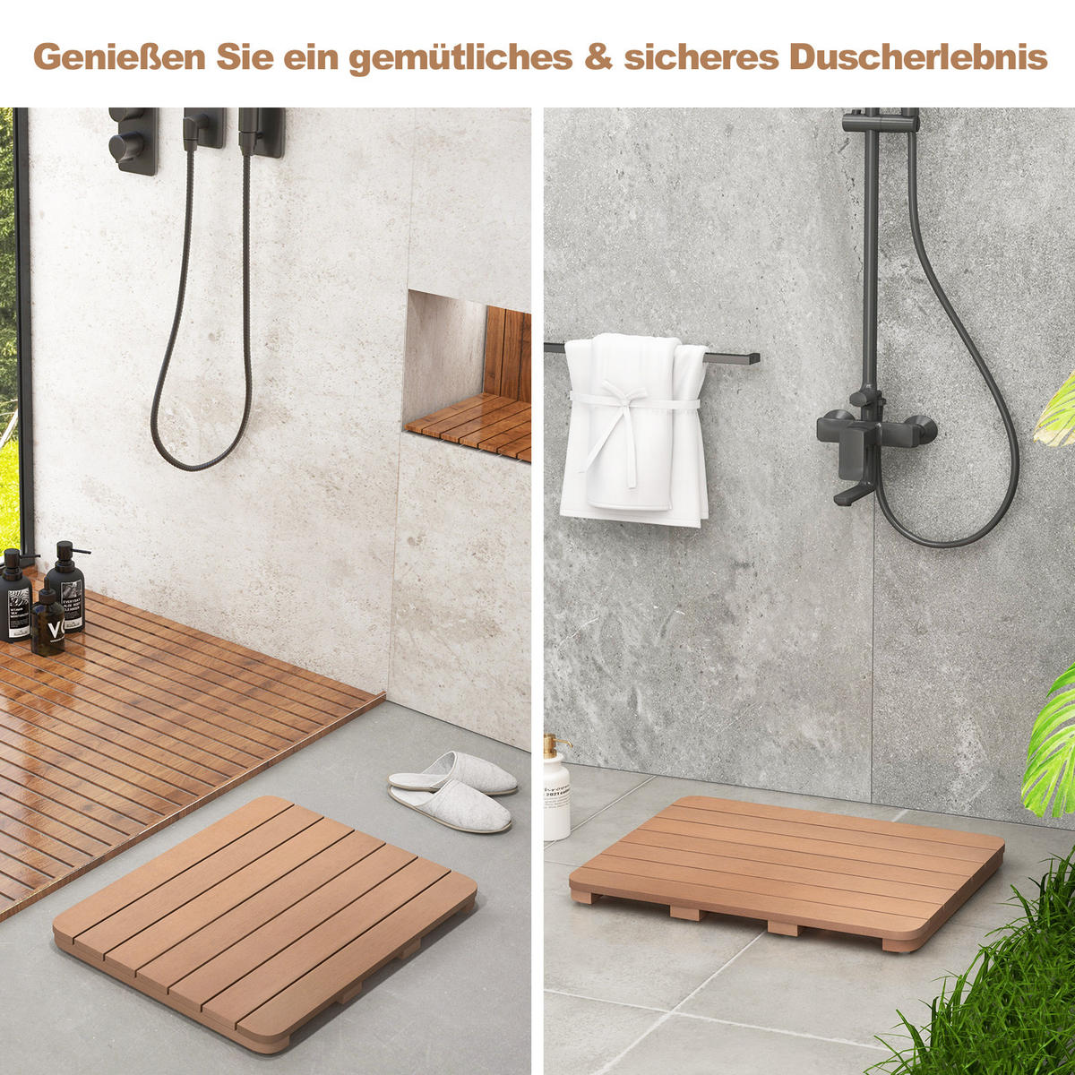 BADEMATTE Braun - Braun, Kunststoff (48/60cm) - COSTWAY