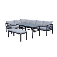 LOUNGE-SET Maia Grau / Anthrazit-Grau für 8 Personen, Aluminium pulverbeschichtet, Sicherheitsglas Stone-Look - Grau, Kunststoff - bellavista - Home & Garden