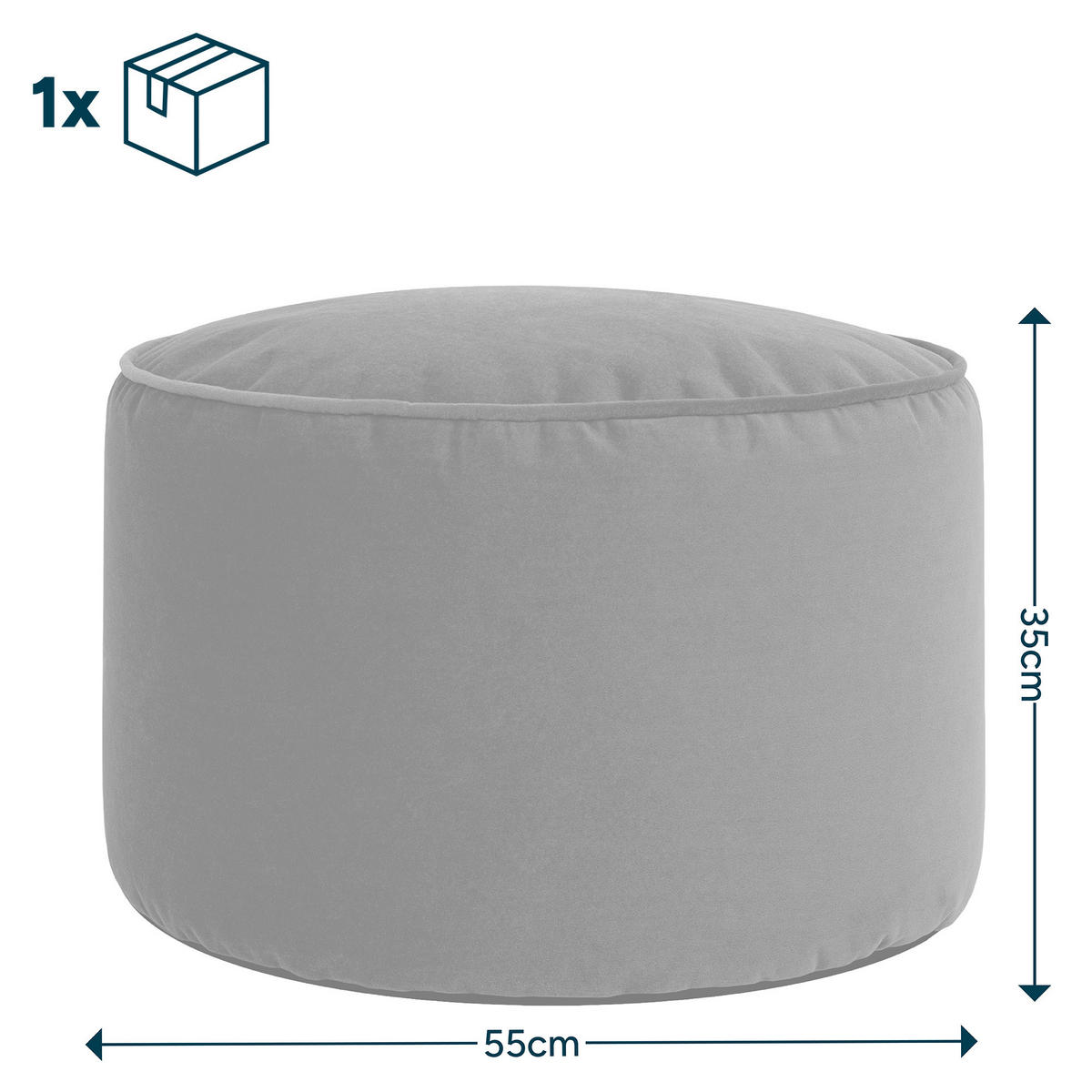 SITZPOUF Rund Milano - Grau, Textil (55/35/55cm) - icon