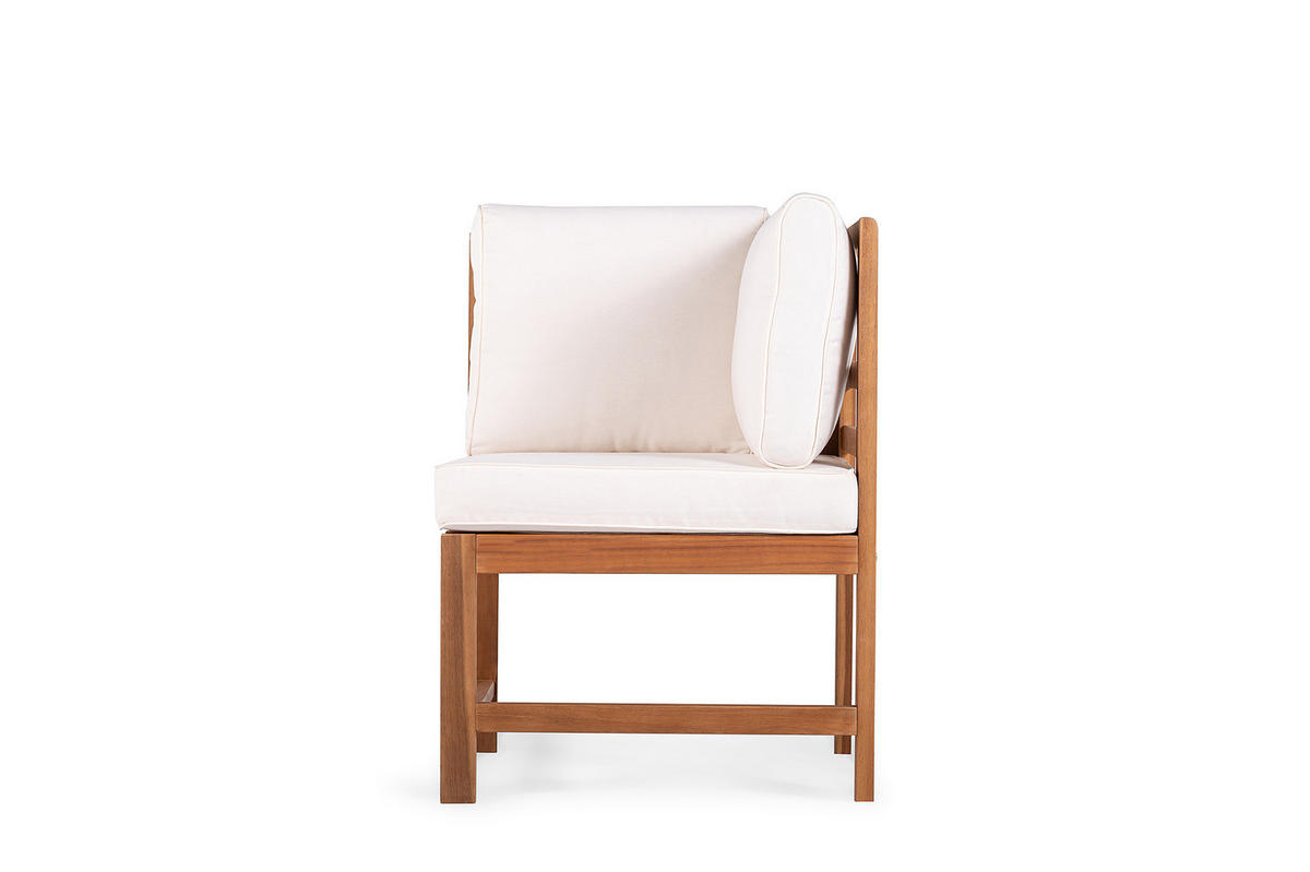 DININGECKELEMENT - Akazie massiv / Polyester - Braun / Beige - Beige/Braun, Holz/Textil - home24