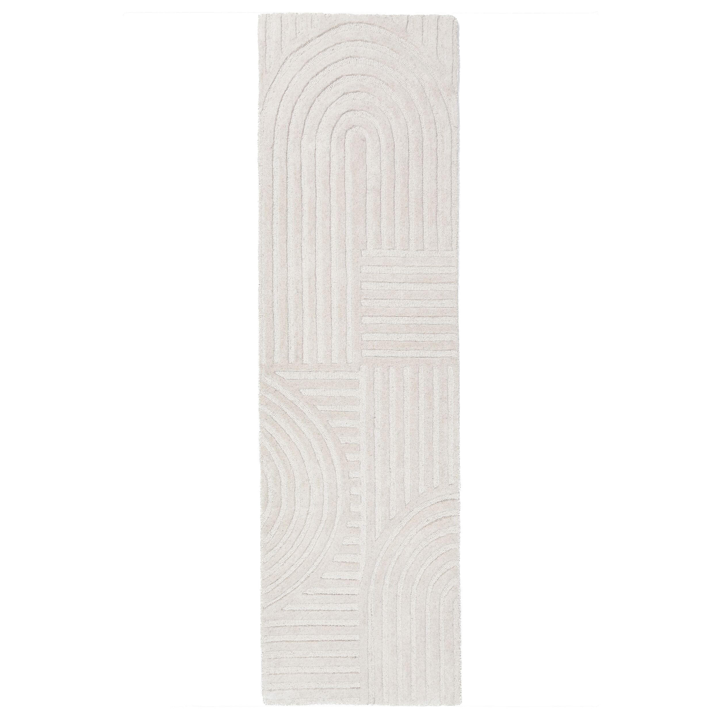 TEPPICH aus Wolle LEVEN in Elfenbein, geometrisch, 60 x 230 cm - Champagner, Textil (60/230cm) - KADIMA DESIGN