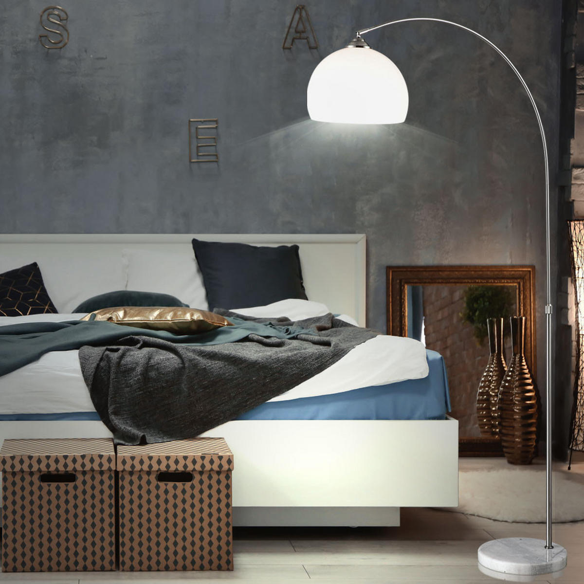 LED STEHLEUCHTE NEWCASTLE Silber Metall - Silberfarben, Metall (92/30/196cm) - Globo Lighting