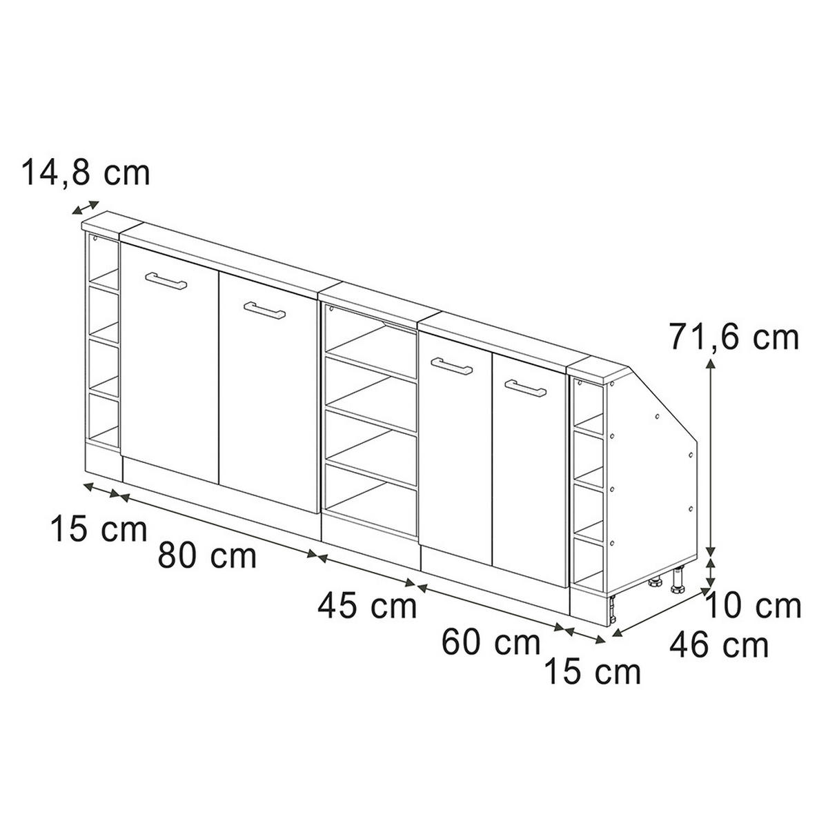 DACHSCHRÄGENSCHRANK-SET Rion Anthrazit Landhaus/Weiß 5er Set - Anthrazit/Weiß, Holzwerkstoff (215/81.6/46cm) - Vicco