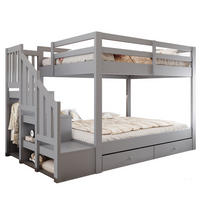 ETAGENBETT aus Kiefernholz 140x200 cm Grau mit Stauraumtreppe und 2 Schubladen - Grau, Holz (140/200cm) - Modfu