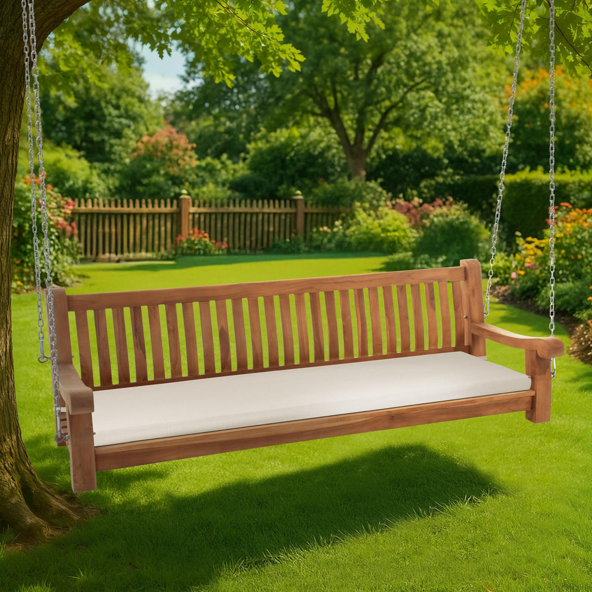 SCHAUKELBANK Muver Holz Creme Hängebank - Creme, Holz (200/62/70cm) - DELUKE