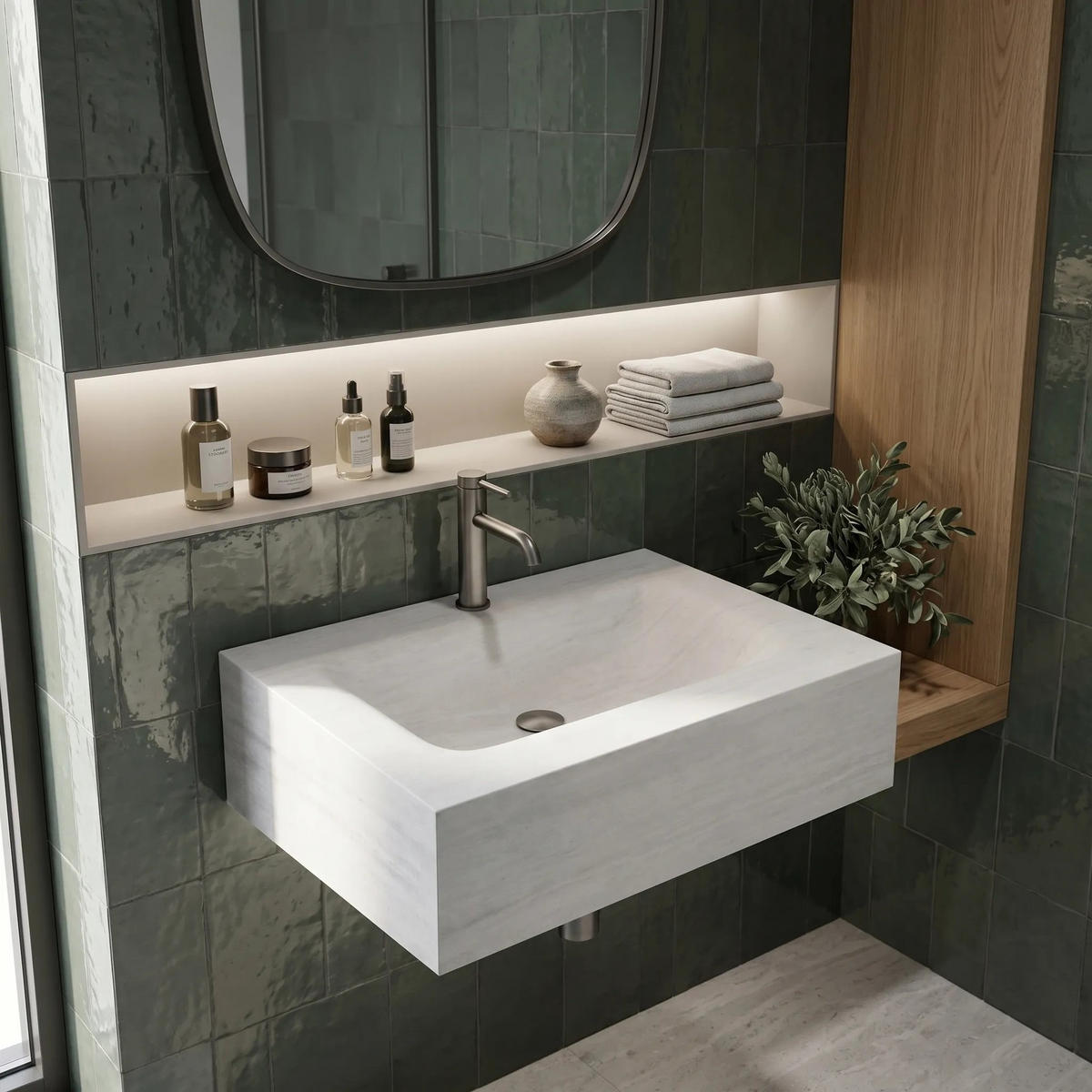 WANDWASCHBECKEN Rea Apollo Muralto Roma 70 - Grau, Keramik (50/20/70cm) - REA