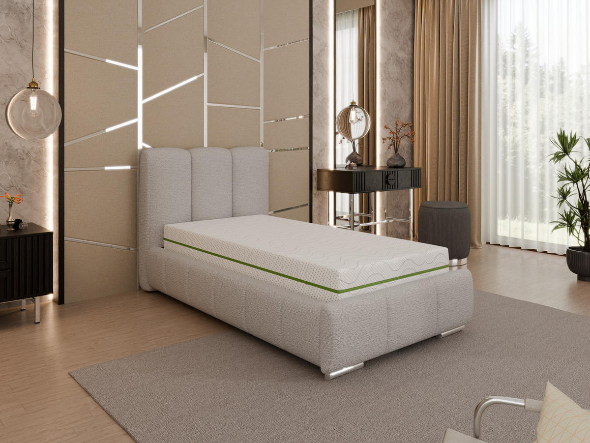 POLSTERBETT Zaira 90x200cm – Elegantes Polsterbett für modernen Wohnstil , ZONIERTE MULTI-TASCHEN-FEDERKERN (24cm), Sandfarben - Sandfarben, Holz (90/200cm) - Homesy