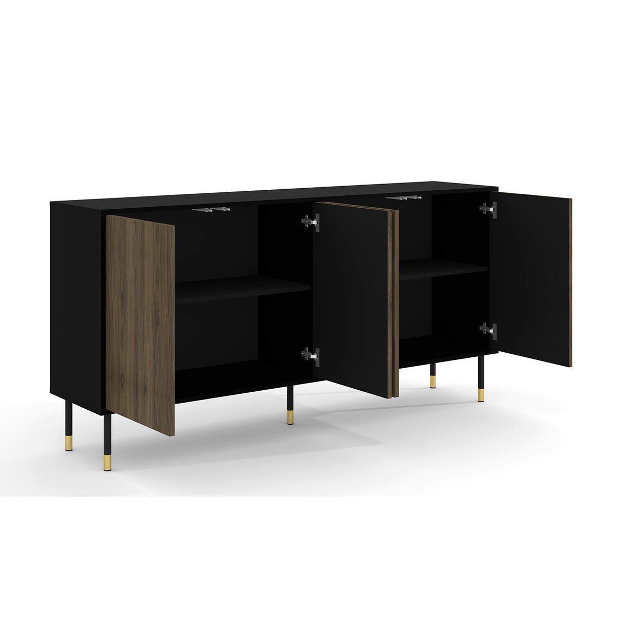 SIDEBOARD Aglaé Holz und Schwarz - Schwarz, Holzwerkstoff (180/88/40cm) - Petits-meubles