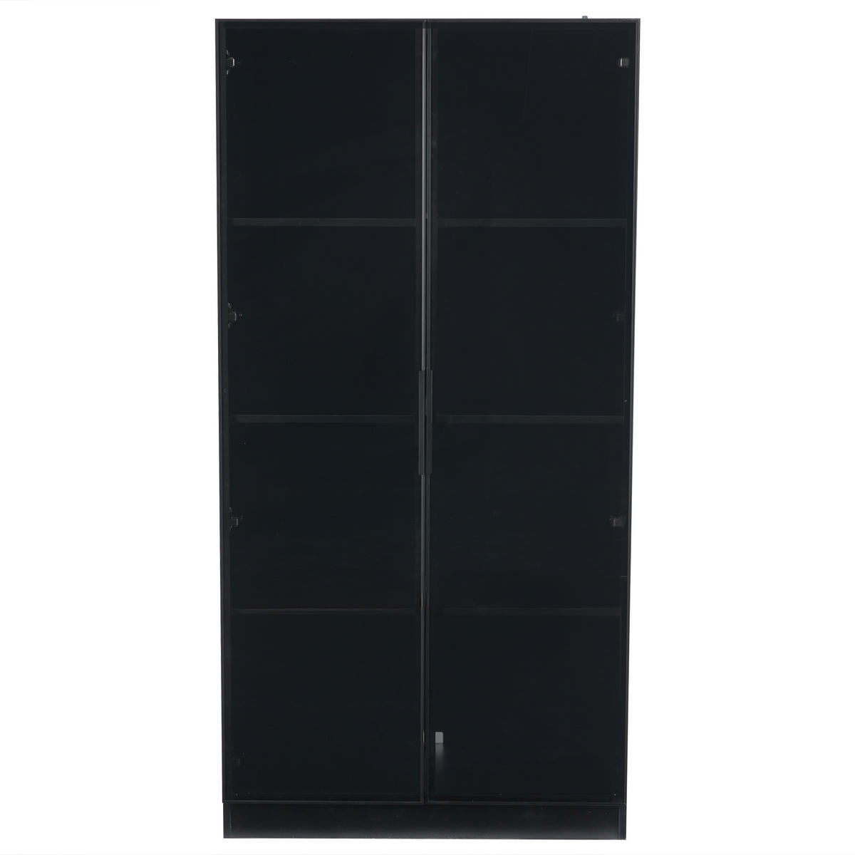 VITRINE aus Spanplatte mit Glastüren und App-LED, 80/40/160 cm, schwarz - Schwarz, Holzwerkstoff (40/160/80cm) - Redom