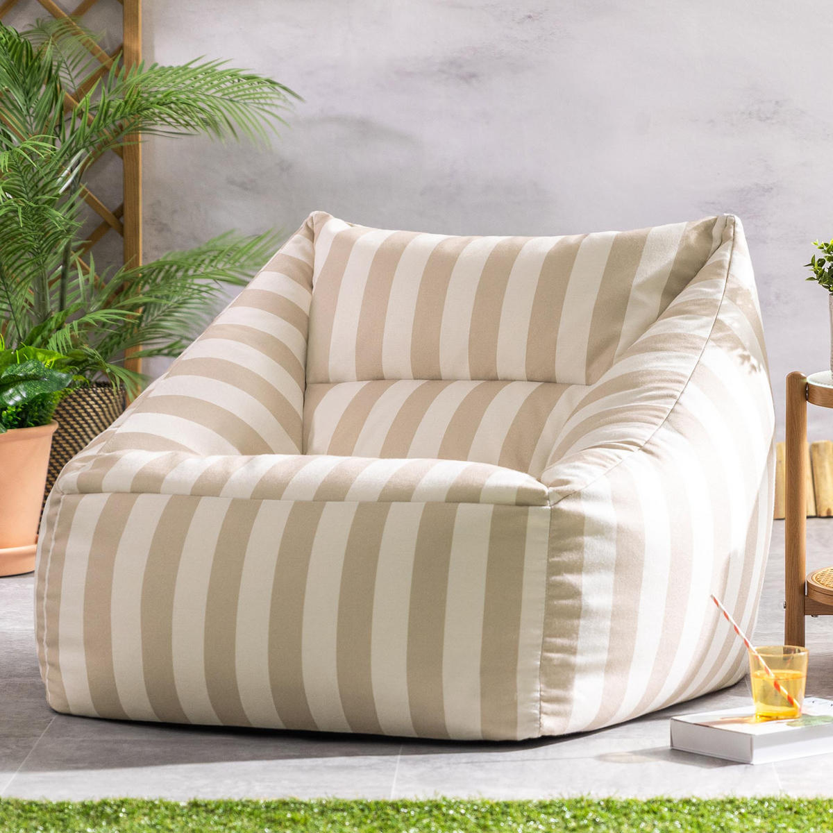 SITZSACK Sessel Natalia Streifen - Taupe, Textil (97/73/84cm) - icon