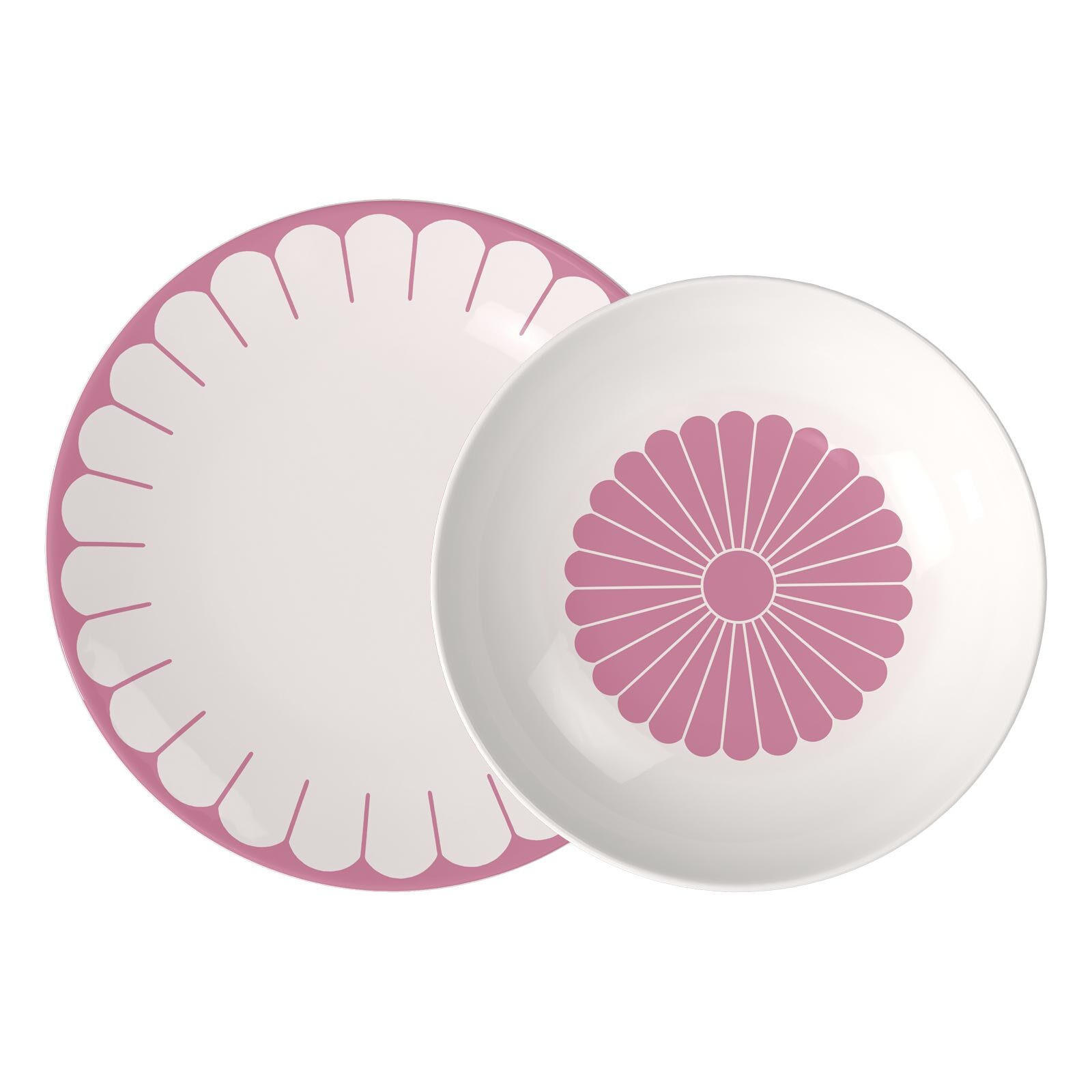 TAFELSERVICE Fleur Couleur Cassis 12er Set - Pink, Keramik (24/5.1/24cm) - Villeroy & Boch