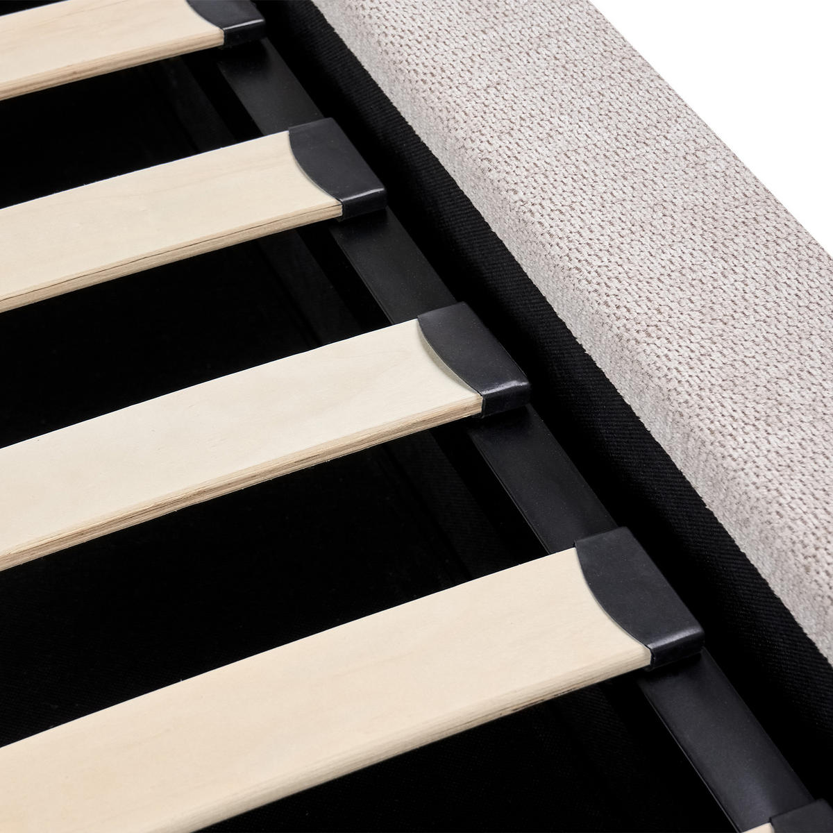 POSTEL s úložným prostorem 160/200 cm Látka Světle béžová Baston - béžová, textil (160/200cm) - Beliani