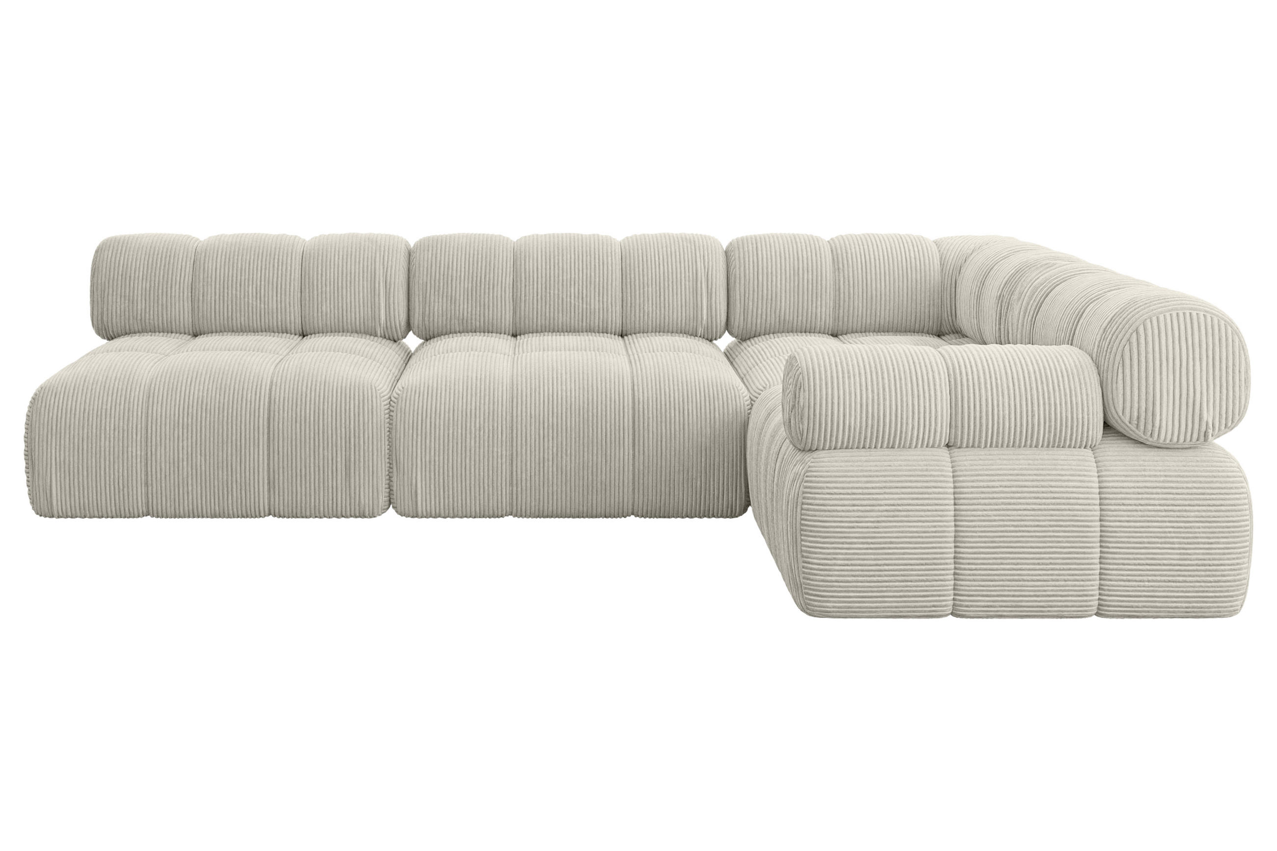 ECKSOFA modulares Sofa Mende-L2 - 285x190x70 cm Creme Cord - Hellgrau/Creme, Holzwerkstoff/Textil (285/190cm) - ALTDECOR