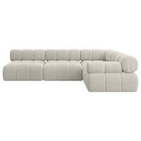 ECKSOFA modulares Sofa Mende-L2 - 285x190x70 cm Creme Cord - Hellgrau/Creme, Holzwerkstoff/Textil (285/190cm) - ALTDECOR