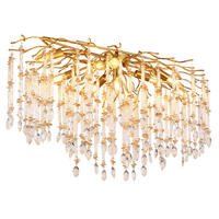 DECKENLEUCHTE Metall gold Glaskristall - Goldfarben, Glas (100/55/48cm) - Globo Lighting