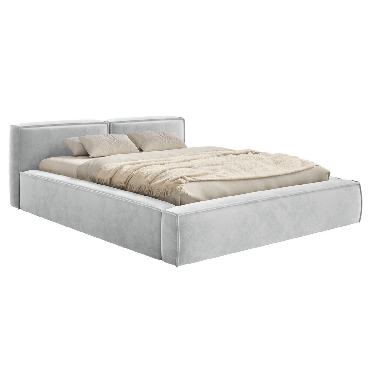 POLSTERBETT Tilves Slim Hellgrau 180x200 cm - Hellgrau/Schwarz, Kunststoff/Textil (180/200cm) - Selsey