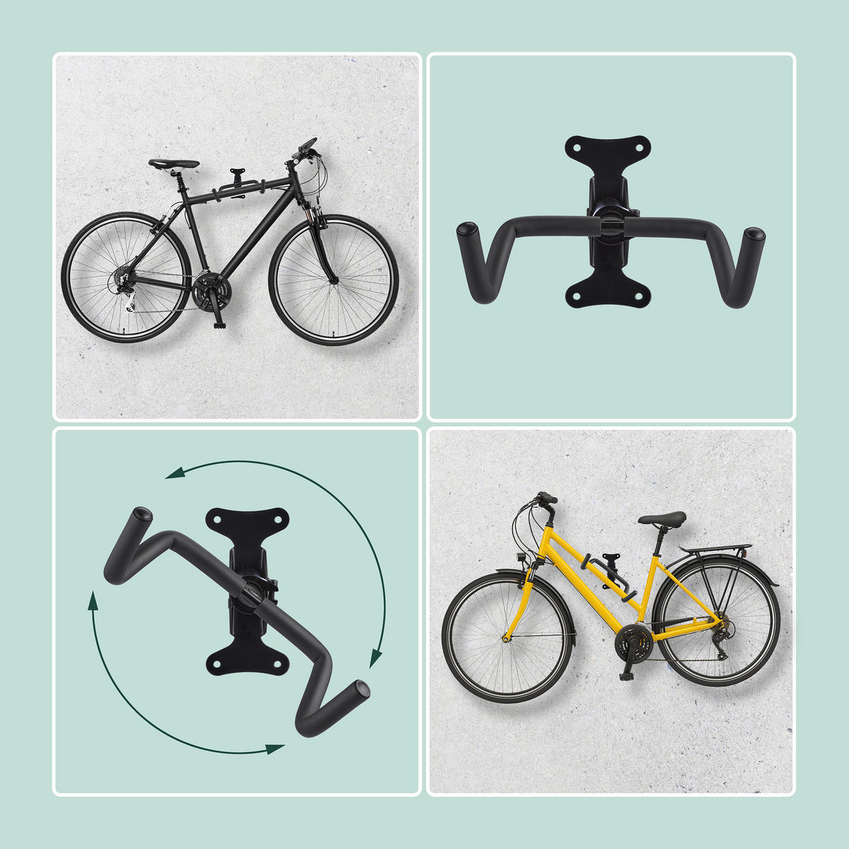 FAHRRADWANDHALTERUNG - Schwarz, Kunststoff/Metall (27.5/18/33cm) - Relaxdays