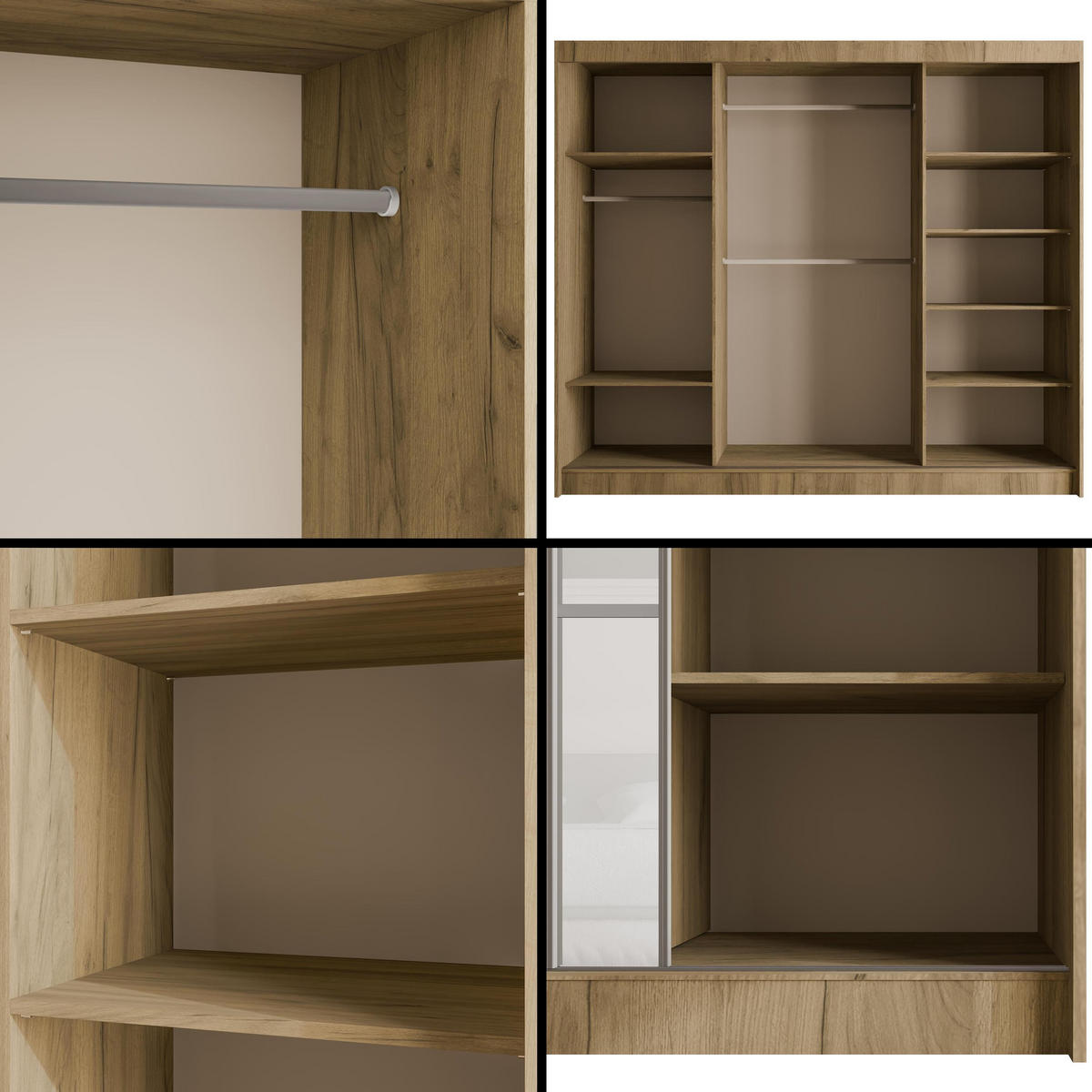 KLEIDERSCHRANK PEKA III - 250 cm - Braun|Weiß - Braun/Weiß, Holzwerkstoff (250/215/61cm) - ALTDECOR