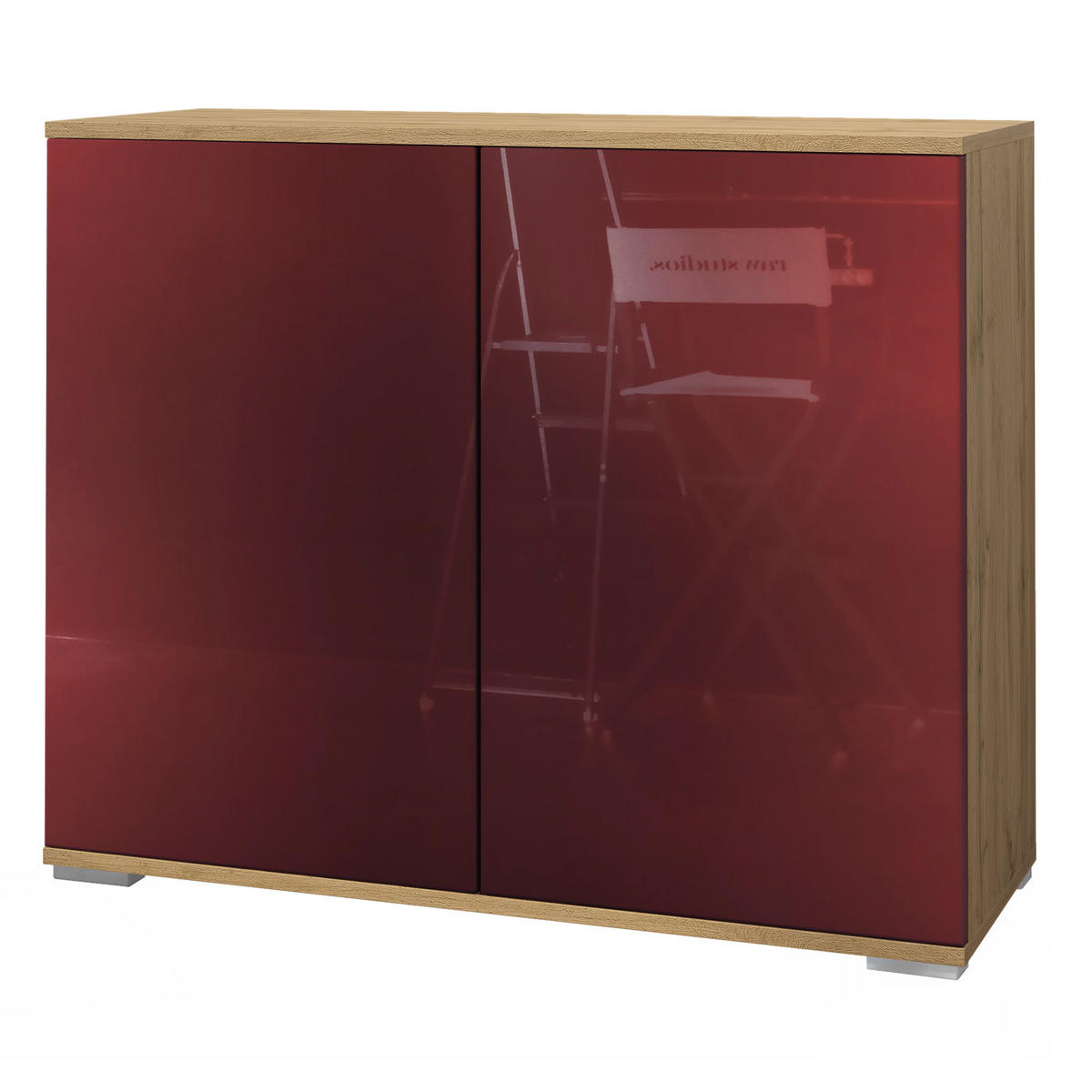 KOMMODE Skadu Bordeaux Hochglanz - Bordeaux, Holzwerkstoff (92.5/75.5/35cm) - Vladon