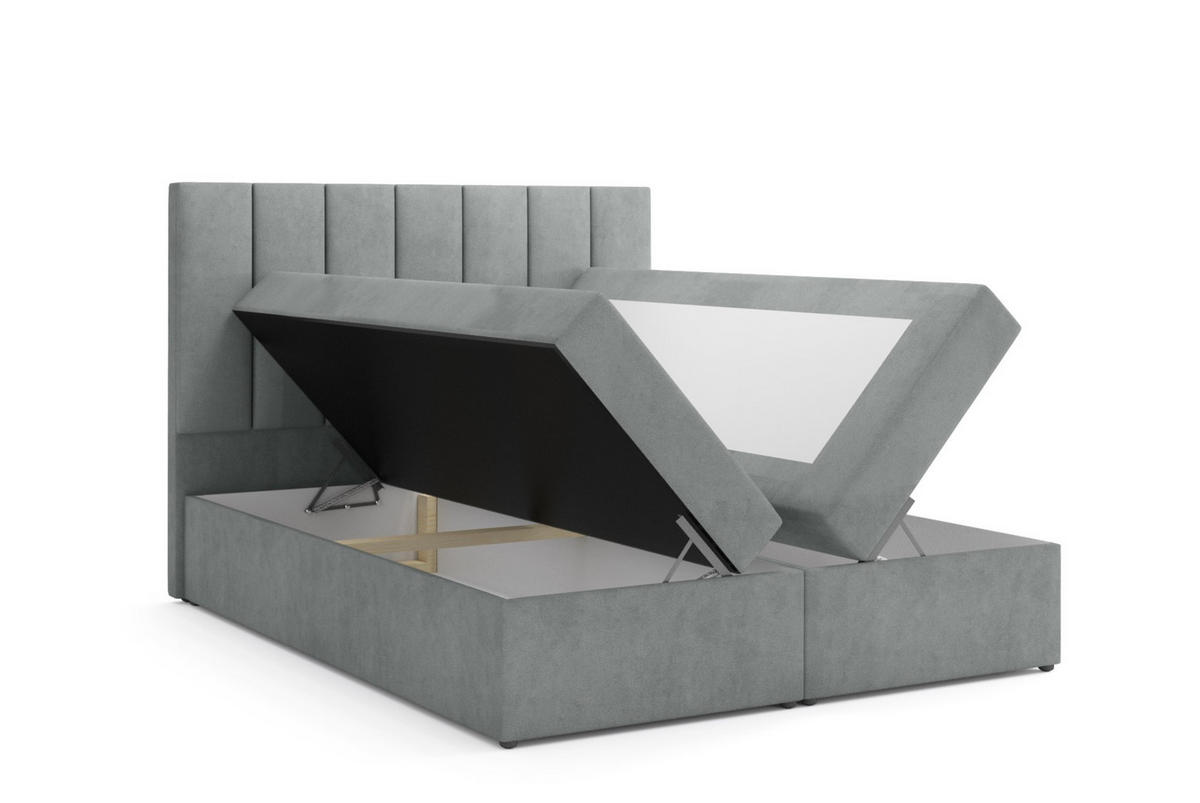 BOXSPRINGBETT HUGO, 120 x 200 cm, Bettkasten, H4, grau - Grau, Textil (120/200cm) - Labett