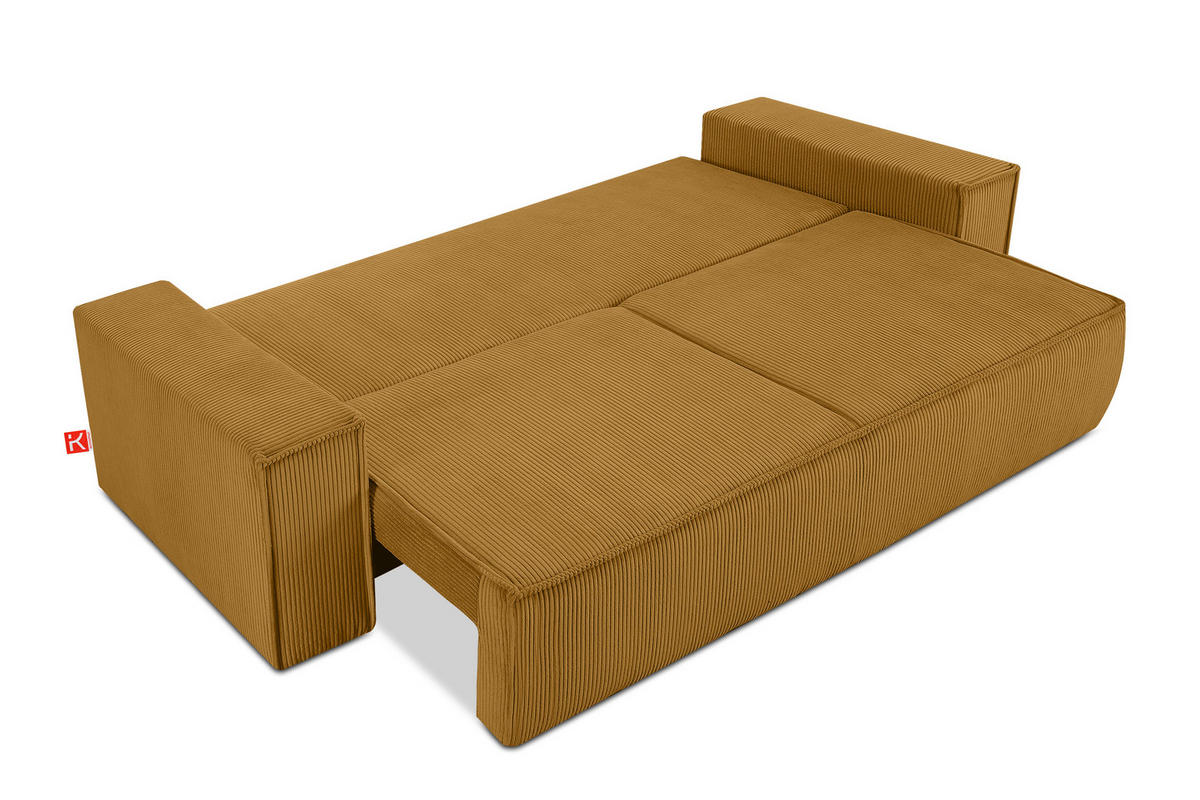 3-SITZER-SCHLAFSOFA NAPI in Pet Friendly Cord-Stoff, Gelb - Gelb/Schwarz, Textil (244/89/101cm) - KONSIMO®