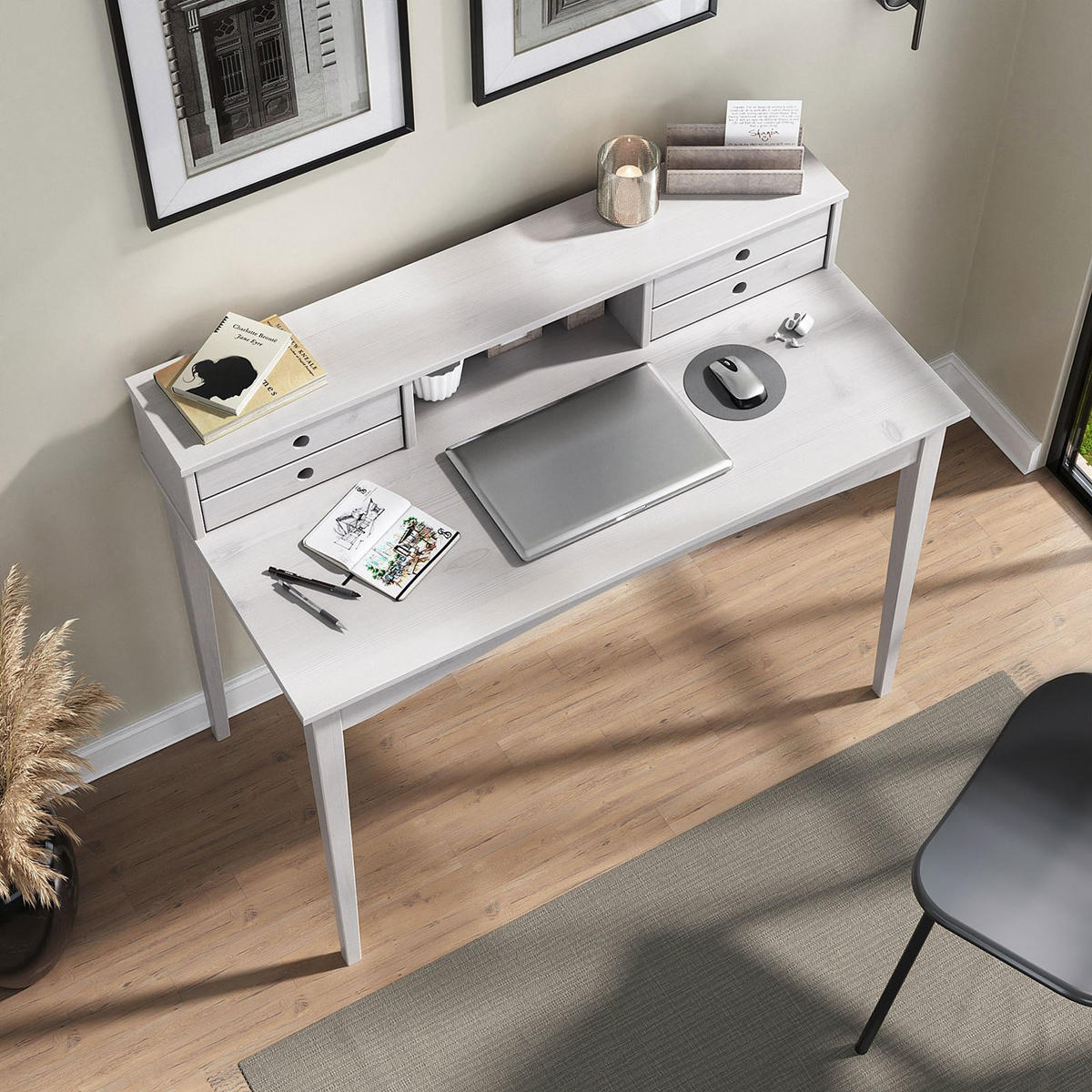 SCHREIBTISCH MILANO weiß - Weiß, Holz (54/110/91cm) - IDIMEX