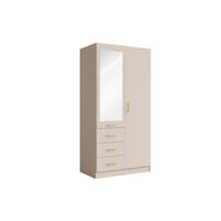 KLEIDERSCHRANK KERONA 15 - 101×200,5×58 cm cm mit Spiegel, 2 Türen & 3 Schubladen Wüstensand - Sandfarben, Holzwerkstoff (101/200.5/58cm) - Milaros Markt