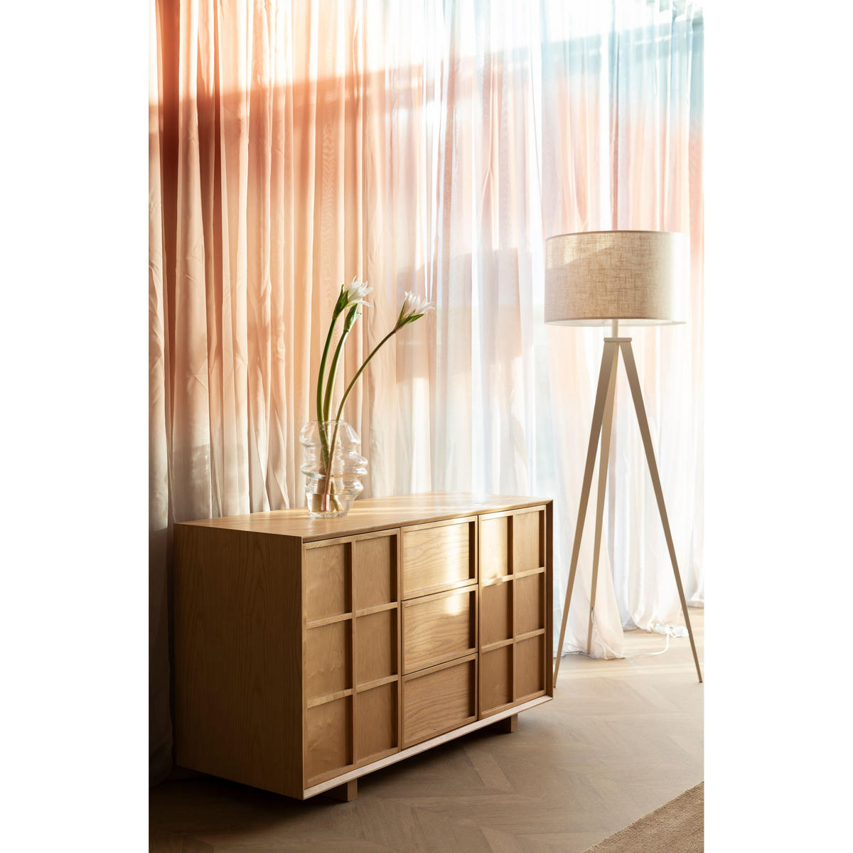SIDEBOARD Raster Hoch Natur - Naturfarben, Holzwerkstoff (120/70/45cm) - Zuiver
