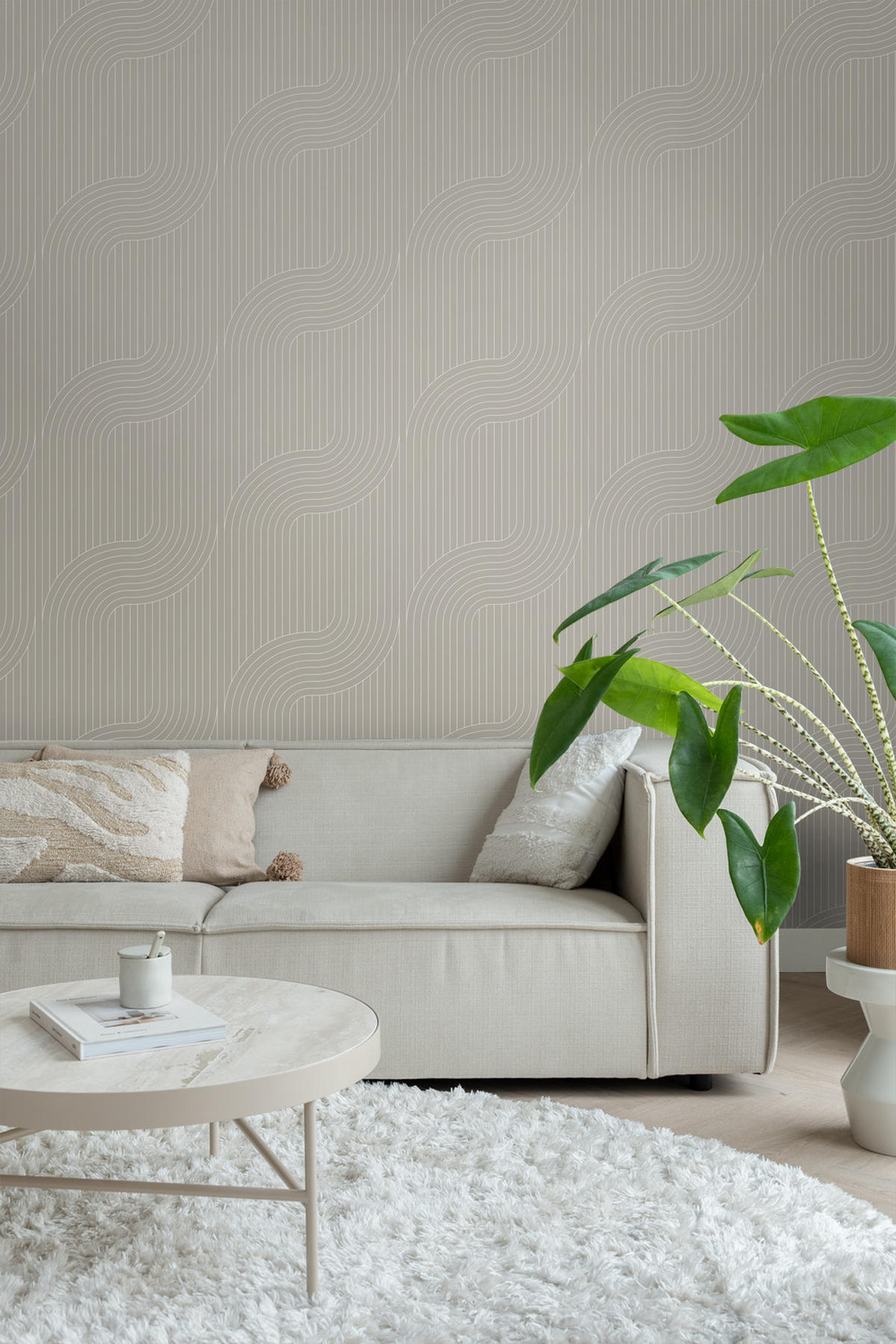 TAPETE grafische Linien 50 x 900 cm - Grau, Papier (50/900cm) - ESTAhome