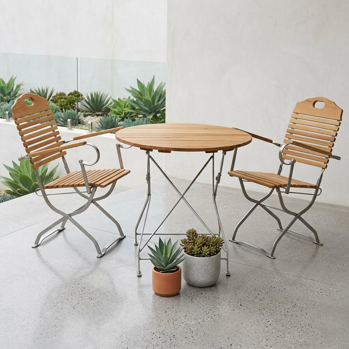 SITZGRUPPE Bad Belzig 3-teilig, Gartenmöbel Set - Flachstahl verzinkt + Robinie - Grau, Holz - TPFGarden