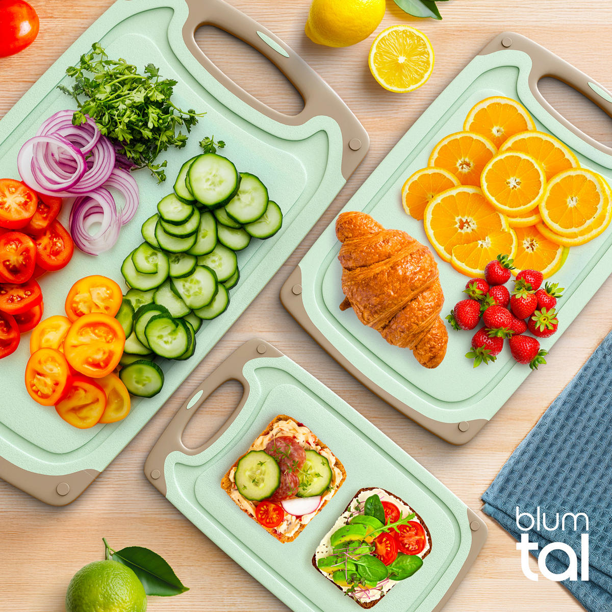 SCHNEIDEBRETT 3er Set Grün - Grün, Kunststoff (25/0.75cm) - Blumtal