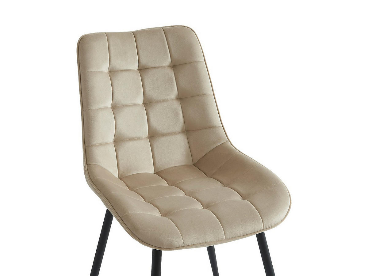 POLSTERSTUHL 2er-Set - Samt & schwarzes Metall - Beige - OLLUA - Beige, Textil (49.5/87/60cm) - Vente-Unique