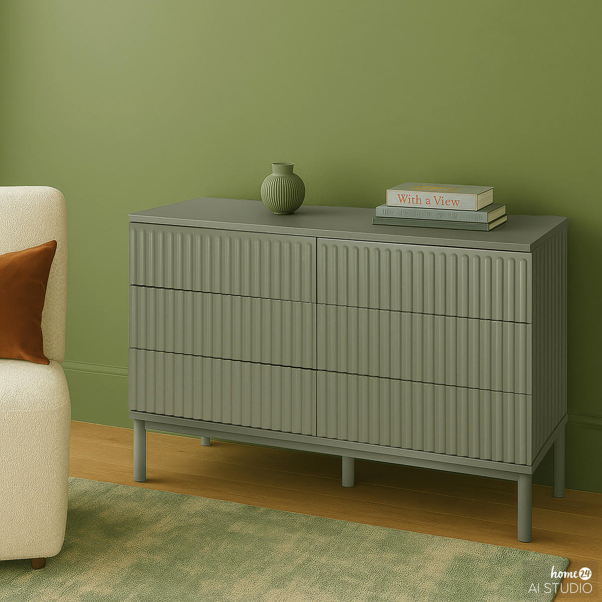 KOMMODE - Olivgrün, Holz/Holzwerkstoff (120/80/40cm) - home24