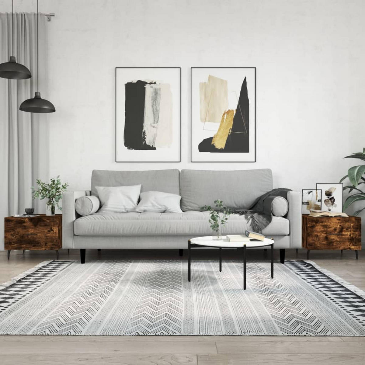 COUCHTISCHE 2 Stk. Räuchereiche 50x50x40 cm Holzwerkstoff - Braun, Holzwerkstoff (50/50/40cm) - furnicato