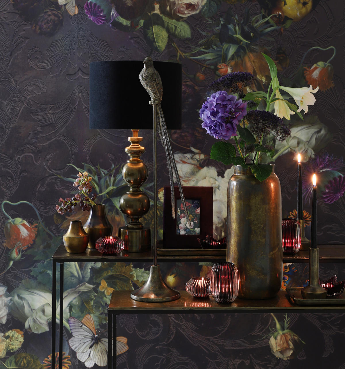 LAMPENSCHIRM Samt Schwarz Ø40/30 cm - Schwarz, Textil (40/40/30cm) - Light & Living