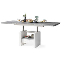 COUCHTISCH rechteckig Beton - Weiß höhenverstellbar ausziehbar - Hellgrau/Weiß, Holzwerkstoff (75/180/75cm) - designimpex