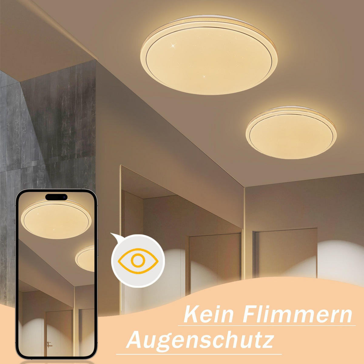LED-DECKENLEUCHTE Zwillingsring 27/27/6 cm - Silberfarben, Kunststoff (27/27/6cm) - Nettlife