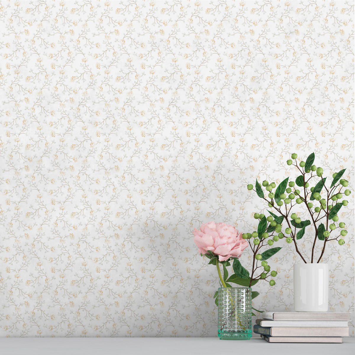 TAPETE Blumen 53 cm x 10 m - Weiß, Papier (53/0.1cm) - Sanders & Sanders