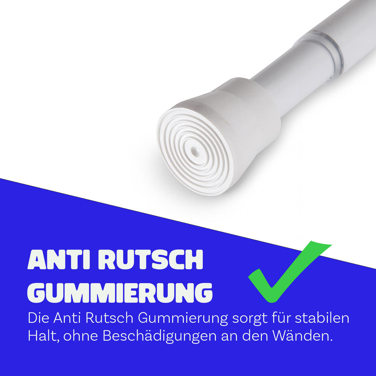 VERSTELLBARE Vorhangstange - Spannstange zum Klemmen Weiß Ø16/19 mm 120-210 cm - Weiß, Metall (120cm) - Bestlivings