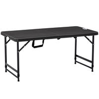 GARTENTISCH, Dunkelgrau, Stahl, HDPE - Dunkelgrau, Kunststoff/Metall (118/60/74cm) - Outsunny