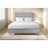 KOPFTEIL gepolstert - Gesteppt – grauer Bouclé-Stoff - 135 cm - Beige/Grau, Karton/Holz (135/120/10cm) - Sommeil de Plomb