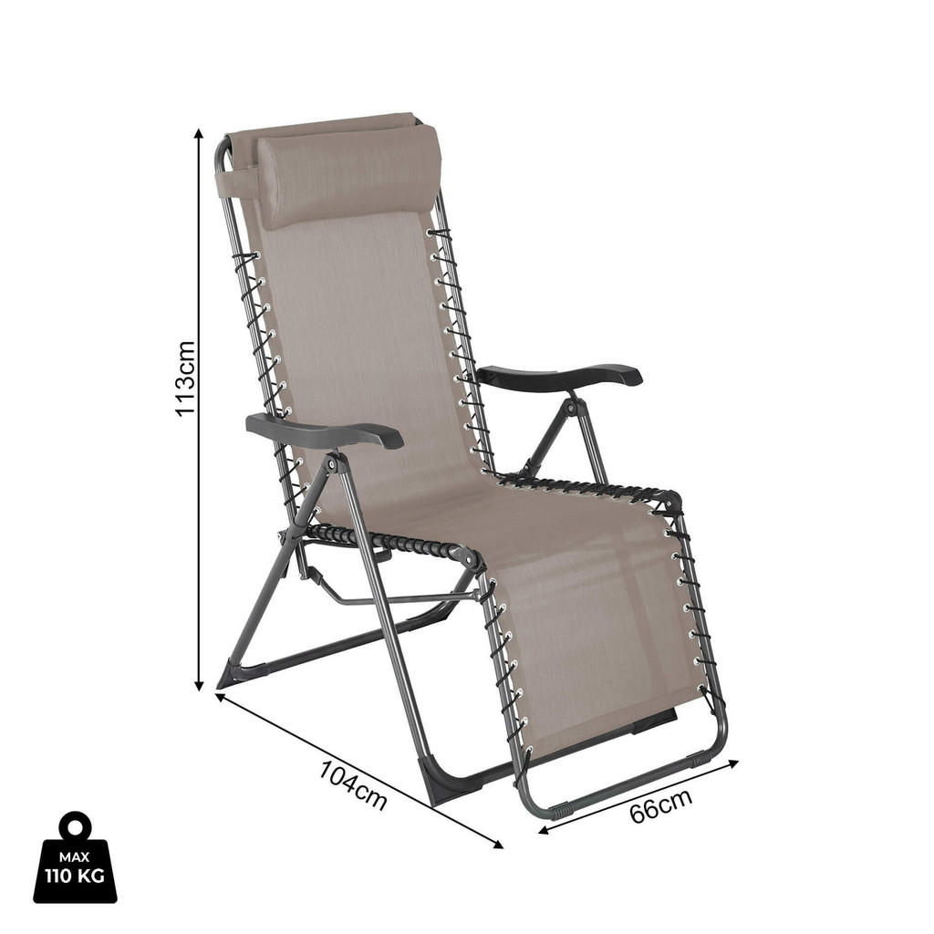 Thumbnail - Mobili Rebecca Garten-Relaxsessel, Beige, Metall, 66x113x104 cm, Gartenmöbel, Gartenstühle, Gartenstühle