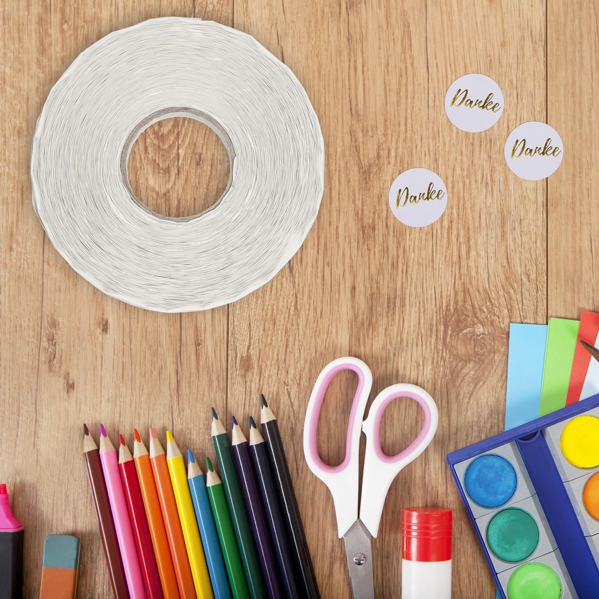 2500xDANKE-AUFKLEBER - Weiß, Papier/Kunststoff (11/3/11cm) - Relaxdays