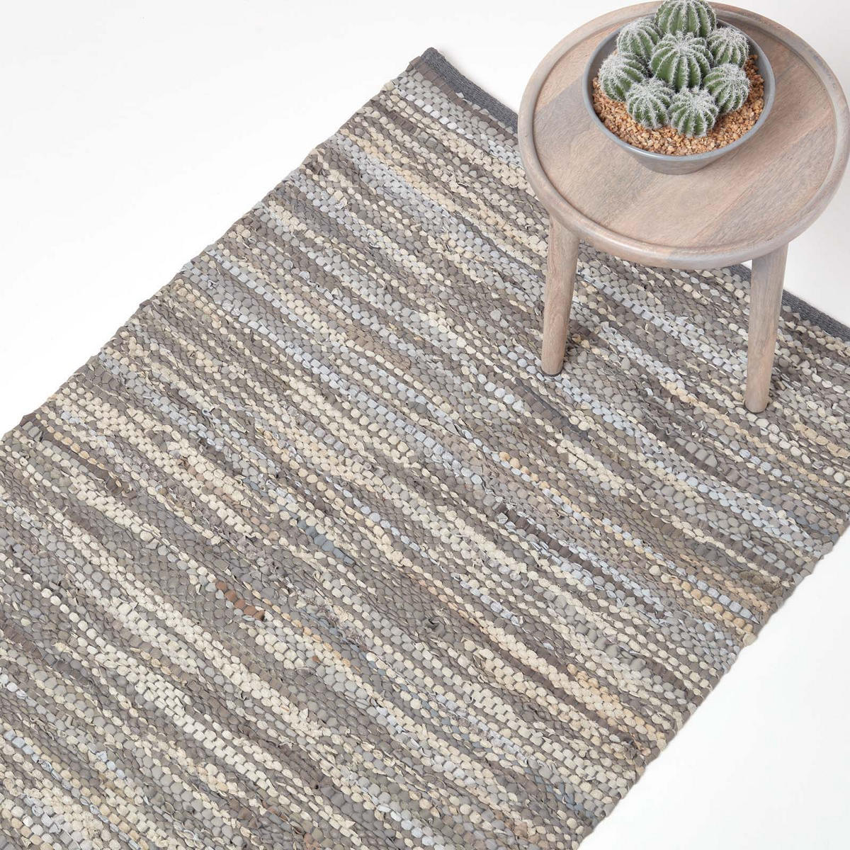 LEDERTEPPICH Denver gewebt 150/240 cm - Grau, Leder (150/240cm) - Homescapes