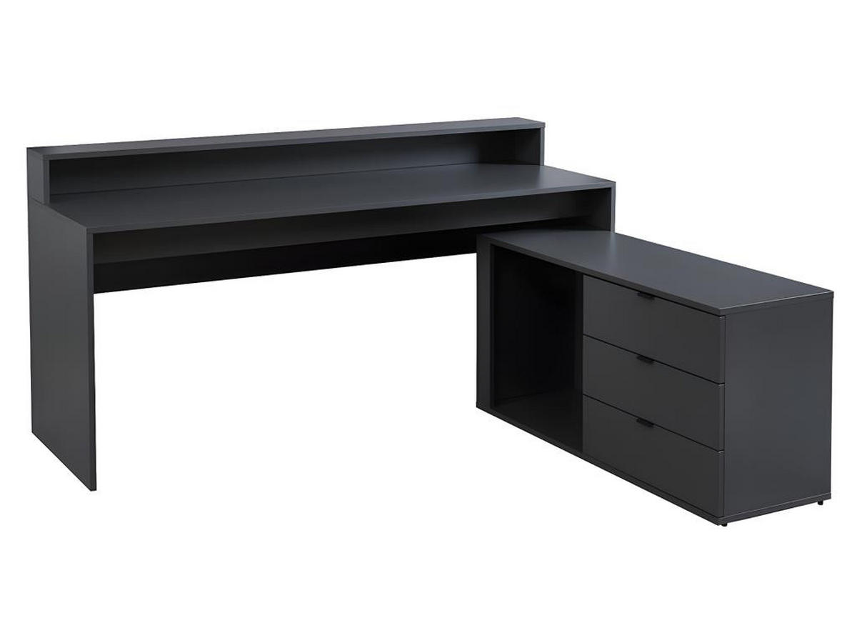 GAMING-ECKSCHREIBTISCH mit Stauraum & LEDs - MDF - Grau - NEHA - Anthrazit, Holz (180/120/90cm) - Vente-Unique