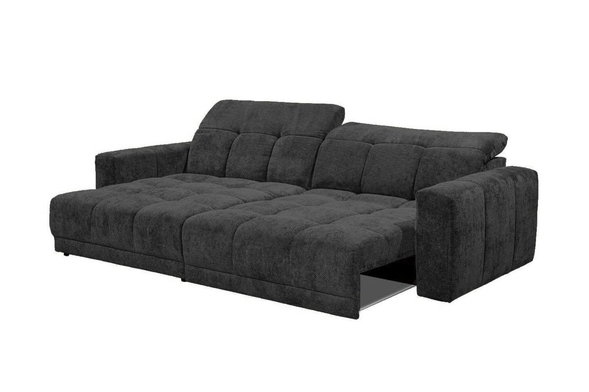 ECKSCHLAFSOFA mit elektronische Sitztiefenverstellung - Schwarz, Kunststoff/Textil (297/170cm) - ed exciting design