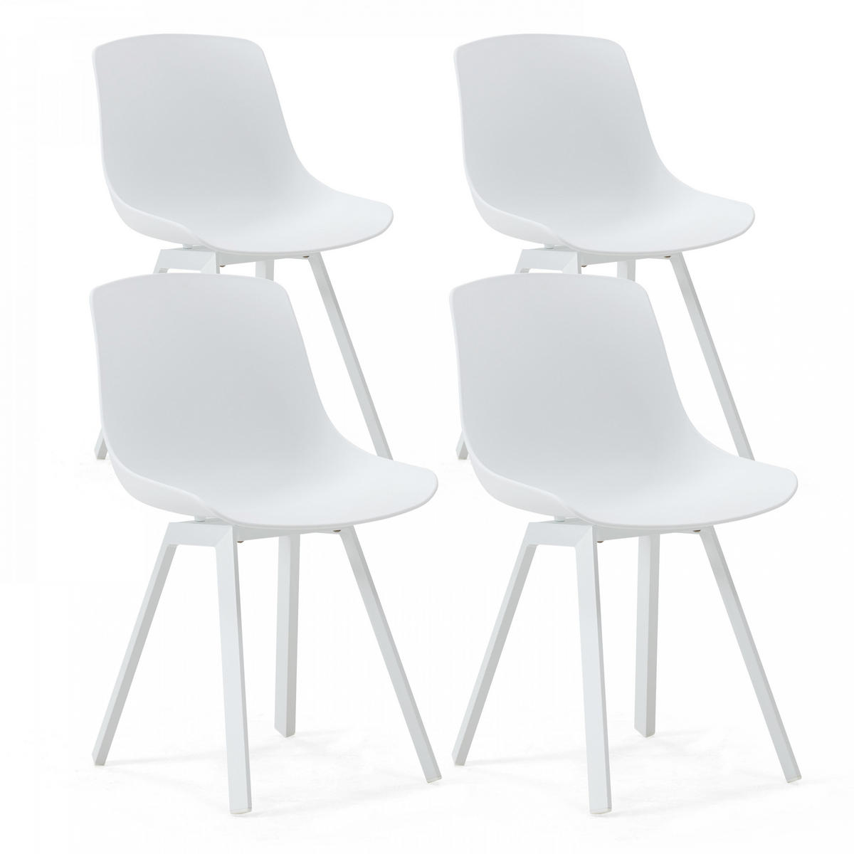 GARTENSTUHL 4-tlg., Weiß - Weiß, Metall (46/82/50cm) - Oviala