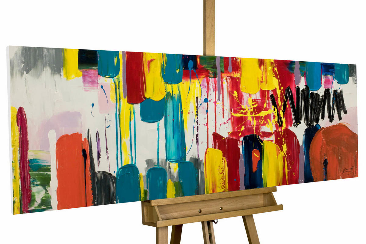 ACRYLBILD HANDGEMALT 150/50 cm - Weiß, Holz/Textil (150/50cm) - KUNSTLOFT