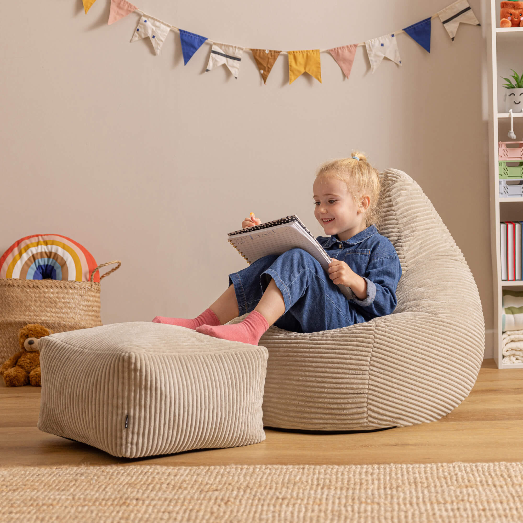 Thumbnail - icon Kindersitzsack, Beige, Textil, 100 L, 69x59x65 cm, Hergestellt in Deutschland, Oeko-Tex® Standard 100, Wohnzimmer, ...