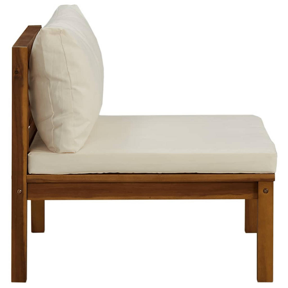 SOFAGARNITUR 2-teilig Mit CremeWeißen Kissen Massivholz Akazie - Creme/Braun, Holz/Textil (69/62.5/69cm) - vidaXL